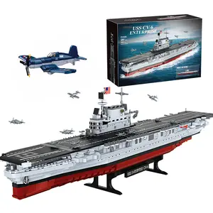 Ship And Airplane Building Blocks Set 2433pcs CV-6 Enterprise Model Kit for Adults Home Decor Ideal Birthday New Year Gift
