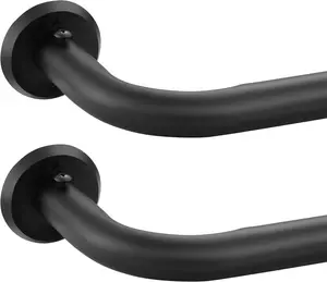 Wrap Around Curtain Rods 2 Pack for 84 to 134 Inches Windows, 1" Heavy Duty Room Darkening Drapery Rod with Sturdy  Base, Wall Mounted Ceiling Mounted Curved Curtains Rod, Matte Black