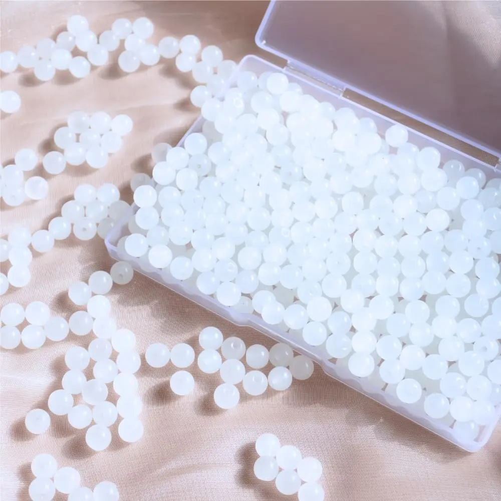 360 count Glass Beads Bulk, 8mm Glass Beads for Barcelet and  Making DIY Crafts (White)