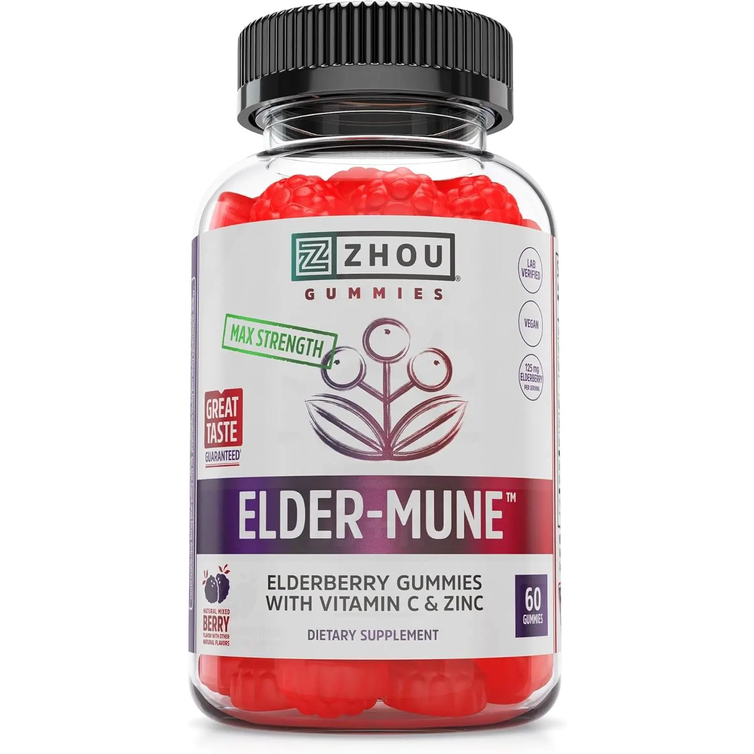 Elderberry Gummies with Vitamin C and Zinc for Daily Immune Support Supplement for Women and Men Chewable Natural Black Elderberry for Adults and Children 4 and Up Daily Antioxidant Vitality and Seasonal Wellness Formula