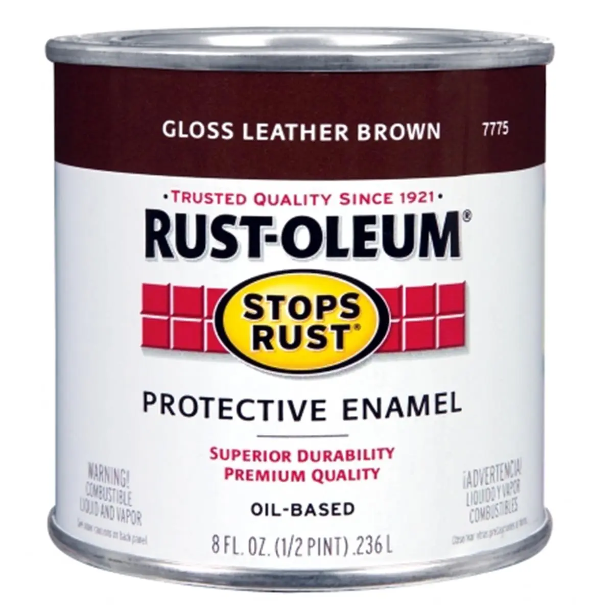 Rustoleum .50 Pint Leather Brown Protective Enamel Oil Base Paint, Decorative, Oil Based Paint, Enamel Paint