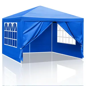 10'x10'Party Canopy Tent, Outdoor Tent with 4 Removable Sidewalls, Waterproof Shelters Gazebo for BBQ, Birtheday Party, Wedding, Events, Backyard, Garden and Patio (10'X10'+4 Sides Blue)