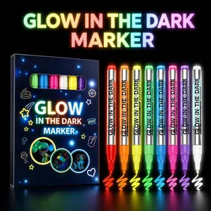 8 Colors Fluorescent Luminous Marker Party Decoration Paint DIY Crafts Creative Artwork Waterproof Non-Toxic Dark Pen Draw Tool