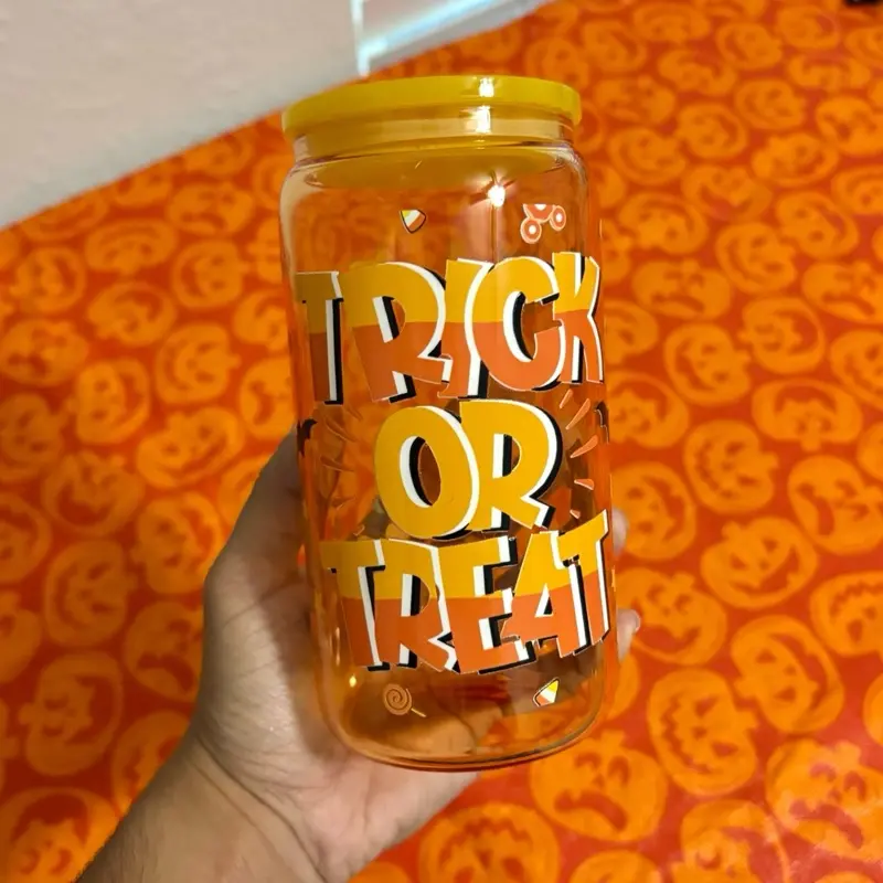 Trick or Treat 16oz Glass Can