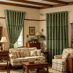1 panel "#OliveGreenCurtain #GeometricSolidColorCurtain #BohoHomeDecor #SolidColorSheerCurtain #JacquardCurtain #LivingRoomCurtain #BedroomDecor PunchHoleCurtain EasyInstallation"