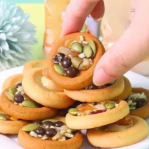 Crunchy Whole Wheat Round Biscuits - Mixed Nuts, High Protein, Low Sodium Healthy Snack, 30 Pieces per Bag, 3-Month Shelf Life, Cookie Alternative, Cookies