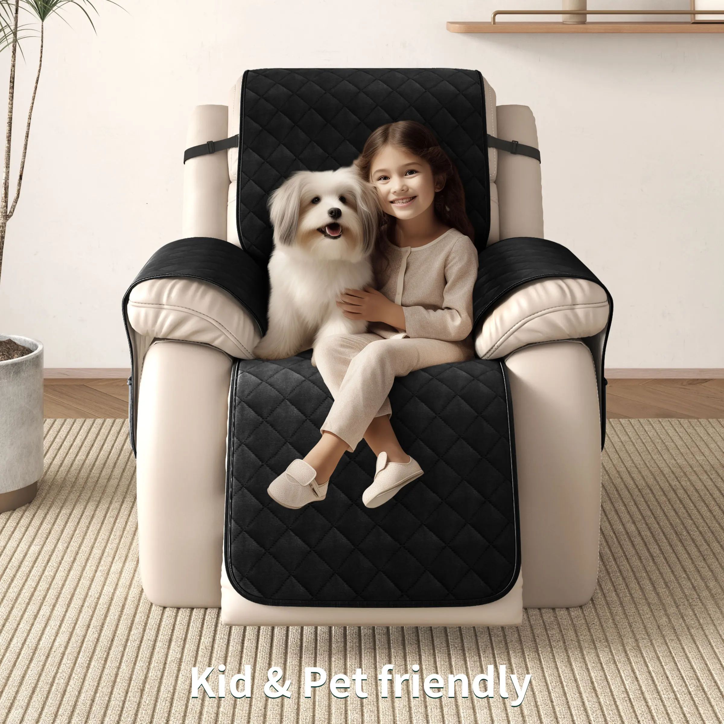 SUBRTEX Home Water Resistant Recliner Chair Cover, Non-Slip Recliner Covers That Stay in Place, Washable Lazy Boy Recliner Covers with Pockets