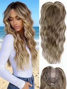 22-inch wavy clip-in hair topper with bangs! Made of 100% premium Kanekalon synthetic hair, adds natural volume for thinning hair, instantly revamps your look and helps you embrace a more confident version of yourself.