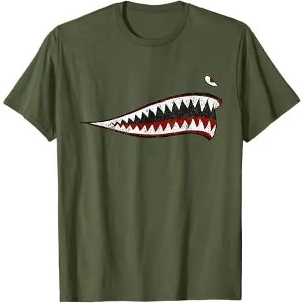 Shark Teeth P-40 Warhawk Nose Art WWII WW2 Vintage Aeroplane T-Shirt