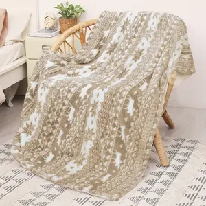 Christmas Sherpa Throw Blanket,Super Soft Warm Fuzzy Comfy Lambswool Snowflake Blankets Reversible Plush Fleece  Christmas Theme Throws 50"X60"