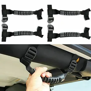 4 PCS Car Roll Bar Grab Handles Grip Replacements Fit for Jeep Wrangler Accessories 1987-UP YJ TJ LJ JK JL Ports Sahara Freedom Rubicon X & Unlimited (Black)