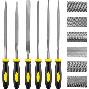 6 count Metal  File Set - 4-inch,Carbon Steel Files for Metal,  &  | Includes Flat, Warding, Square, Triangular, Round, and Half-Round Files