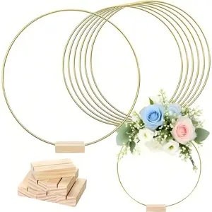 8-Piece Wreath Rope Set, Metal Floral Rings, Wedding Decor, Wall Hanging Crafts, 12-Inch Wreaths, Butterfly Accents
