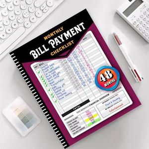 Durable Paper Financial Planner Folder - 48-Month Budget & Bill Payment Tracker, Monthly Expenditure Records, Office Accessories, Family Budget Log for Efficient Home & Office Management, Nationwide Free Delivery