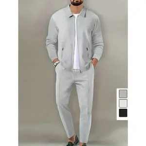 Men's Sportswear Set Fashionable Casual Style Jacket with Collar and Pants Soft Fabric Zipper Design Adds Details Suitable for Everyday Casual Wear Home and Outdoor Activities