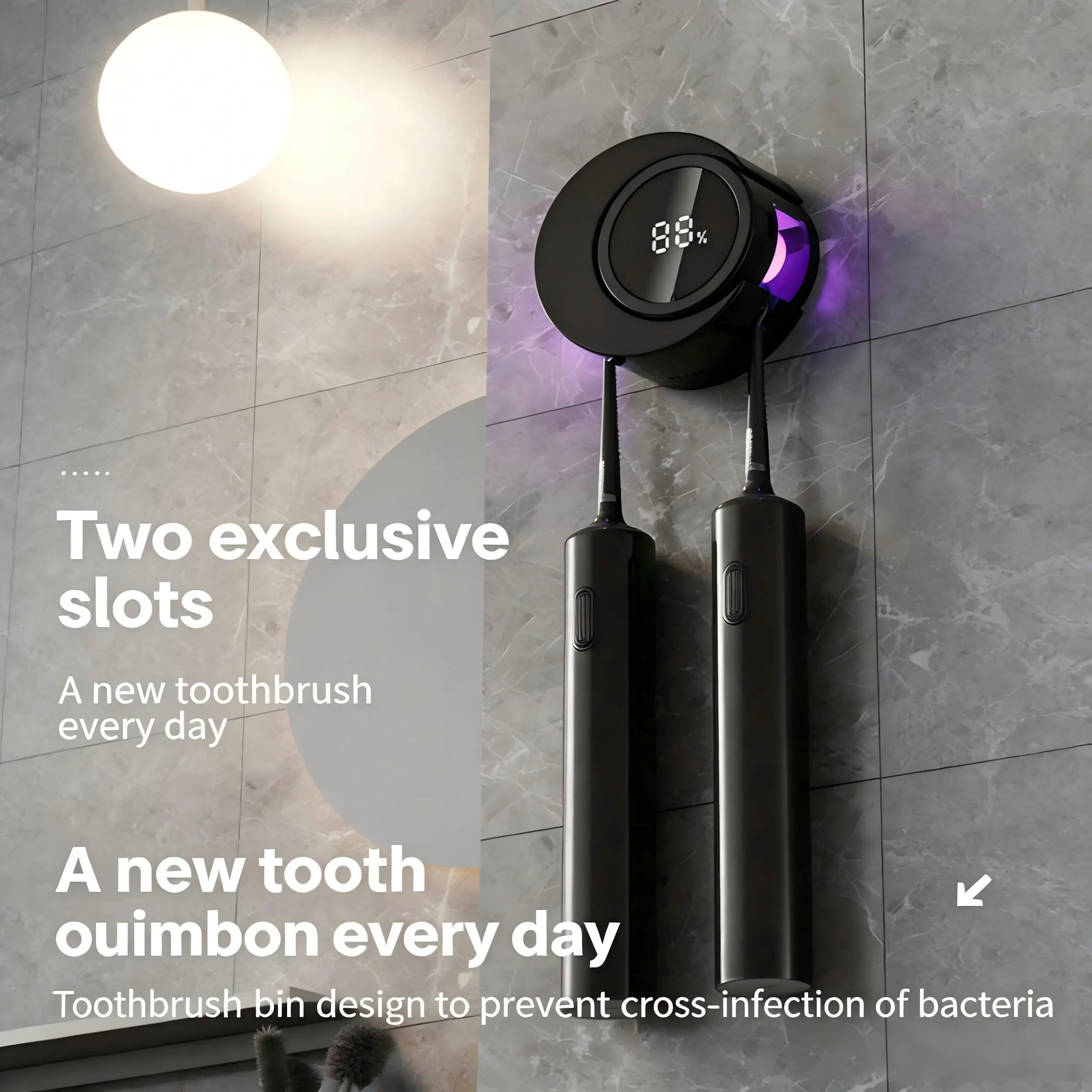 Home Smart Sensor Toothbrush Disinfector Box, UV Sterilization Toothbrush Holder, Automatic Drying Toothbrush Cleaner, Toothbrush Storage, Toothbrush Sterilizer Holder, Toothbrush Sanitizer Holder