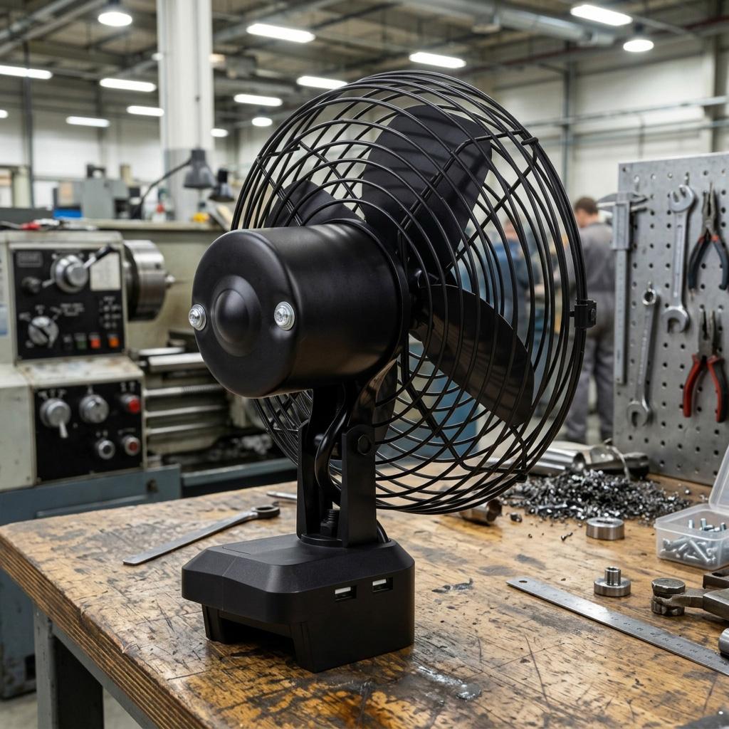 Portable Cordless Fan — 8-Inch, 50W Personal Cooling Fan — Battery-Powered (Compatible with Milwaukee M18 Batteries) — Ideal for Home, Garage, Camping, Outdoors, and Job Sites