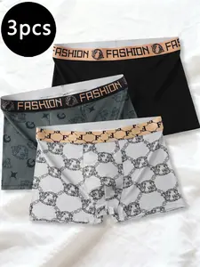 Men's Underwear Box Set, Soft Comfortable Fitted, Fashion Print Design for Casual Daily Wear, Perfect Gift for Men, 3 Pack, All Seasons Boxer Briefs Set