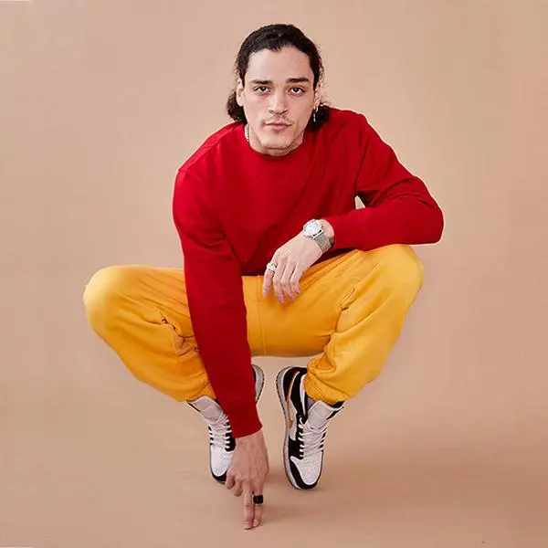 Men's Crewneck Classic Sweatshirt - Red Long Sleeve Fleece Pullover with Hoodie Style