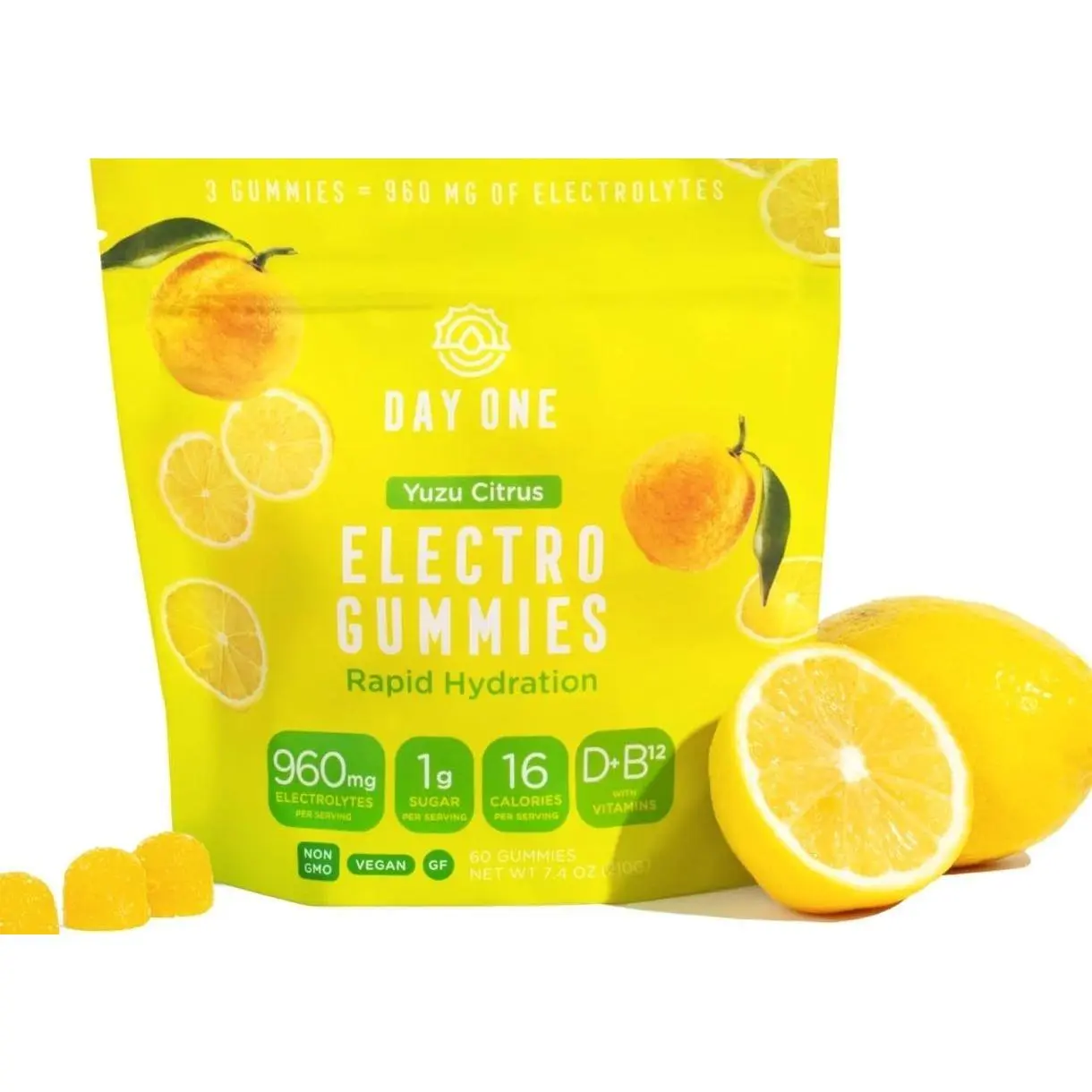 Day One ElectroGummies – Electrolyte Hydration Gummies – Ideal to Boost Hydration & Energy – Running, Workout – Sour Watermelon Flavored – 60 Gummies