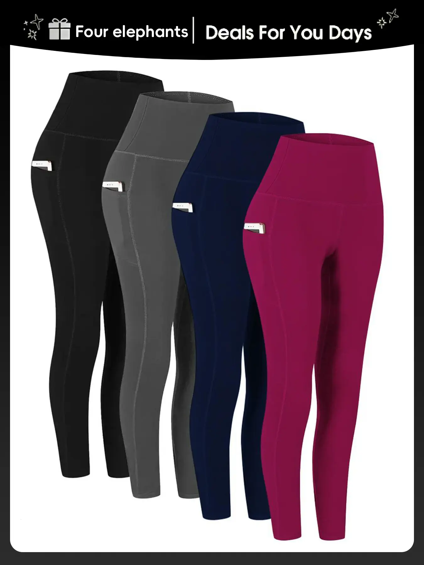 4 Sets of High-Waisted Yoga Leggings Sweatpants with Pockets Women's Sportswear Plus Size Leggings for Womenswear Highwaisted Yoga