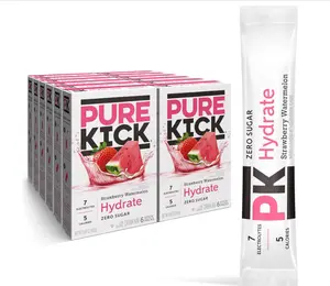 Pure Kick Hydration Singles To Go Drink Mix, Strawberry Watermelon, Includes 12 Boxes with 6 Packets in each Box, 72 Total Packets