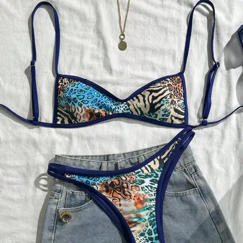 Women's Summer Floral Swimwear Bikini Set, Swimwear Sets, Sexy Halter Top, Two-Piece Swimsuit, Cute and Playful, Perfect for Vacation, Comfortable and Stylish