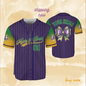 Personalized Mardi Gras Jersey, Custom Mardi Gras Bows Baseball Jersey, Louisiana Festival Shirt, New Orleans Carnival, Perfect