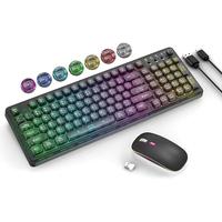 Black Wireless Backlit Transparent Keyboard Mouse