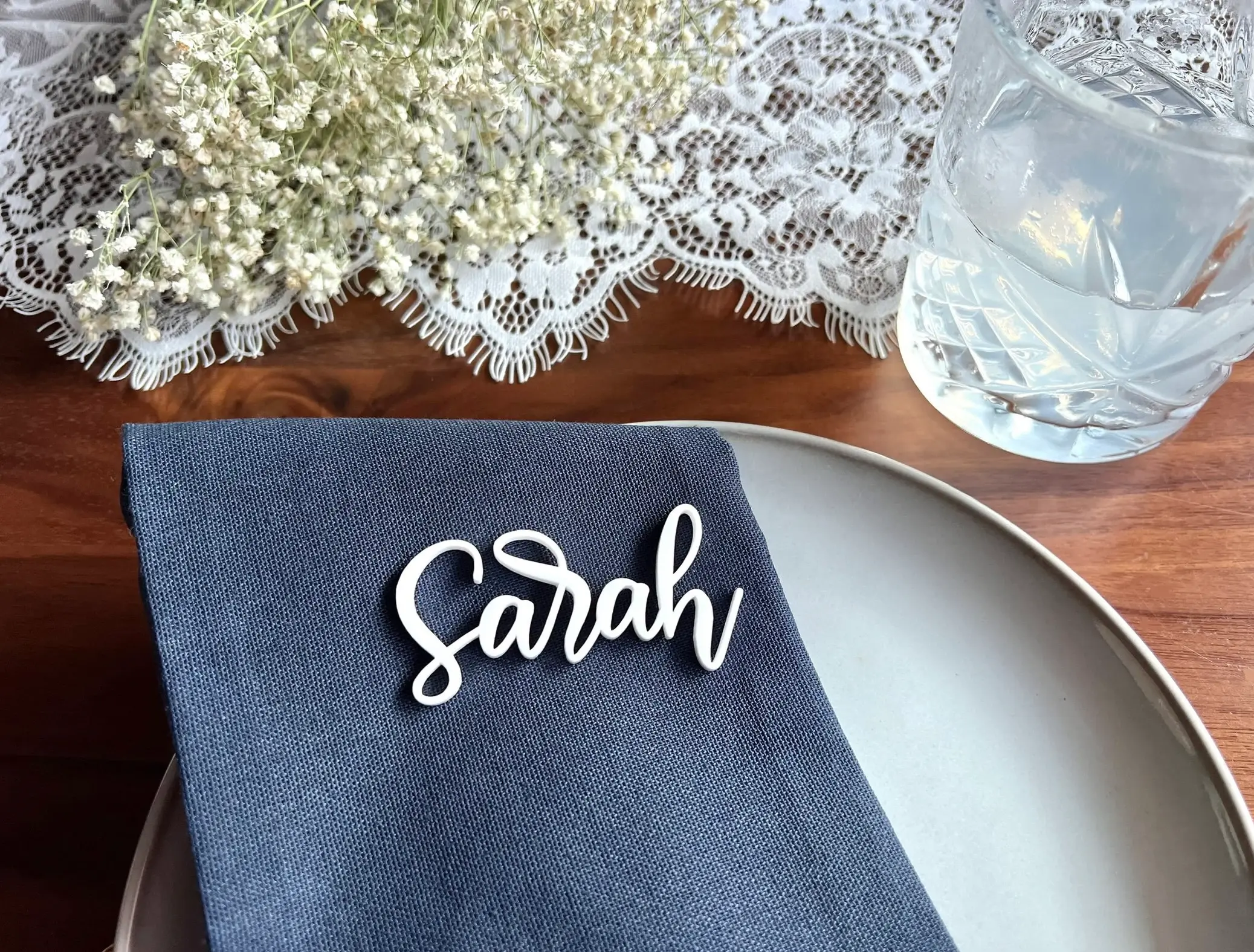 Golden Fern | Custom Acrylic Name Place Cards, Wedding & Event Seating Charms, Personalized Acrylic Name Charms, Wedding Table Place Cards, Acrylic Cursive Names