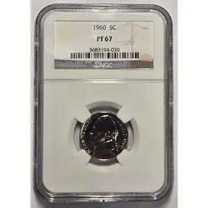 1960 PROOF JEFFERSON NICKEL (5C) NGC PF 67 Certified Coin