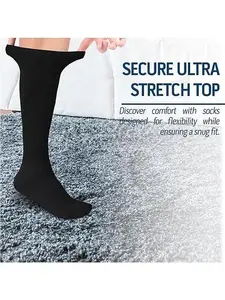 DIAMOND STAR 6 Pairs Brown Diabetic Socks Over The Calf - Knee High Premium Cotton Socks Men's Size 10-13 Casual Elastic