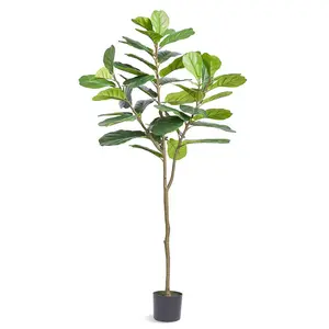 【SummerFinds】VEVOR 6 FT Artificial Fiddle Leaf Fig Tree, Secure PE Material, Anti-Tip Protection, Low-Maintenance Adjustable Faux Potted Tree, Waterproof No-Wash Balcony Decor for Home Office