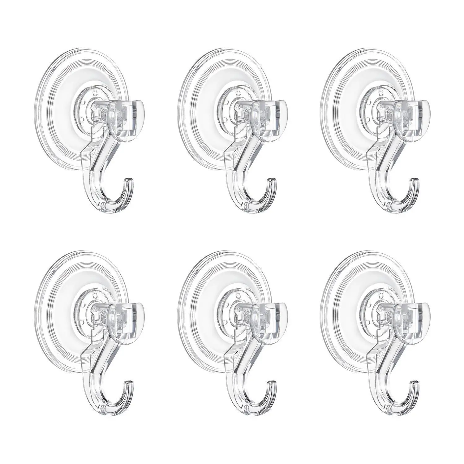 VEVOR Suction Cup Hook Set (6 Pack), 2.76x3.54x1.57 in, 10 LBS Max Load Shower Suction Cups, Heavy-Duty Reusable Wall Holder with Reusability, for Loofah, Towel, Tile/Glass, Bathroom Home Improvement Use