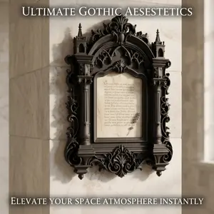 Gothic Ornate Picture Frame, 3D Printed Black Vintage Wall Art Decor, Dark Academia Victorian Style Photo Frame for Home, Halloween, Aesthetic Room Decor