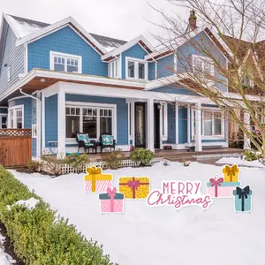 Merry Christmas Gifts Yard Decorations | 6 Pack with Stakes