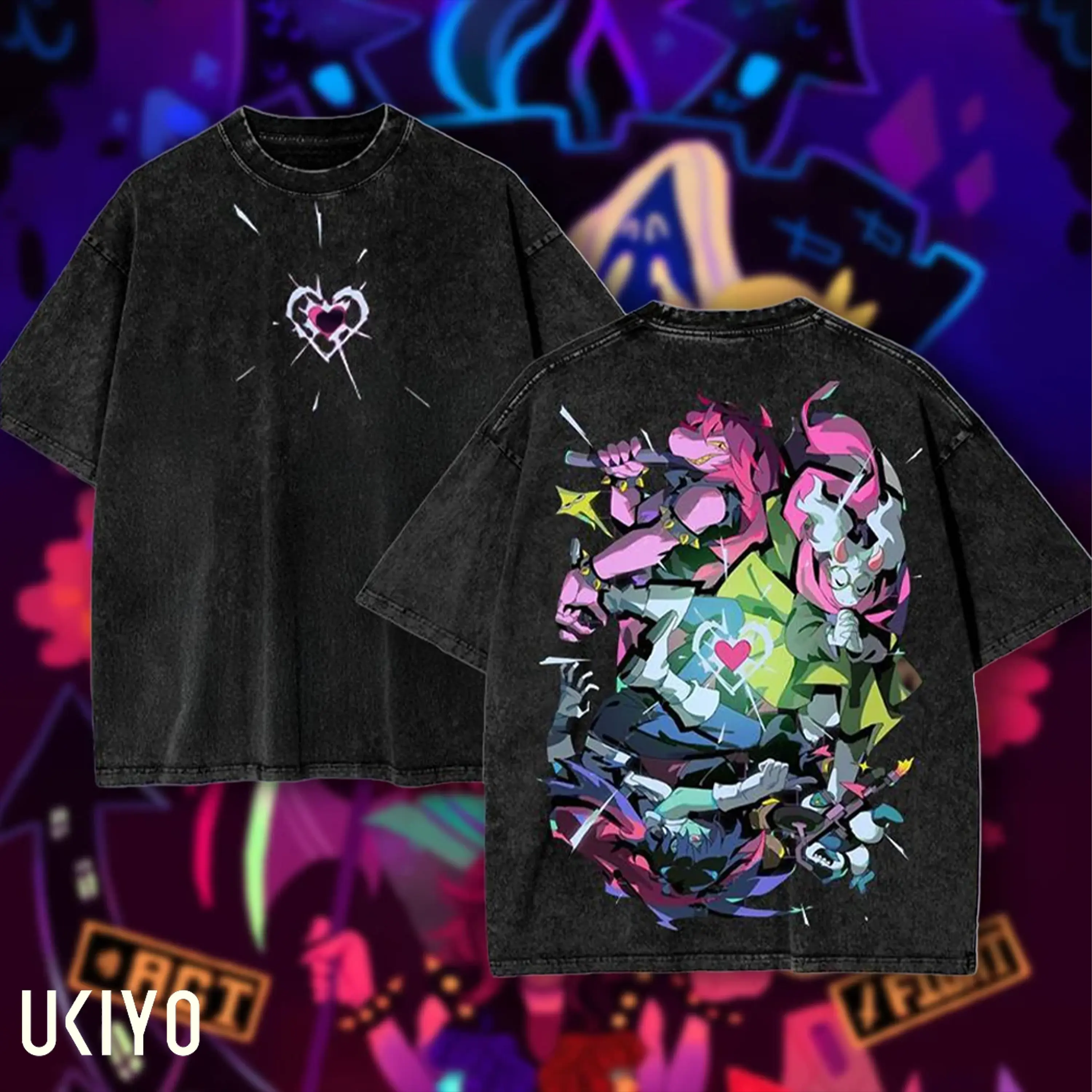 Deltarune T-Shirt Kris Susie Ralsei Graphic Heavyweight Cotton Vintage Washed Oversized Mineral Wash Undertale Gamer Streetwear Gift