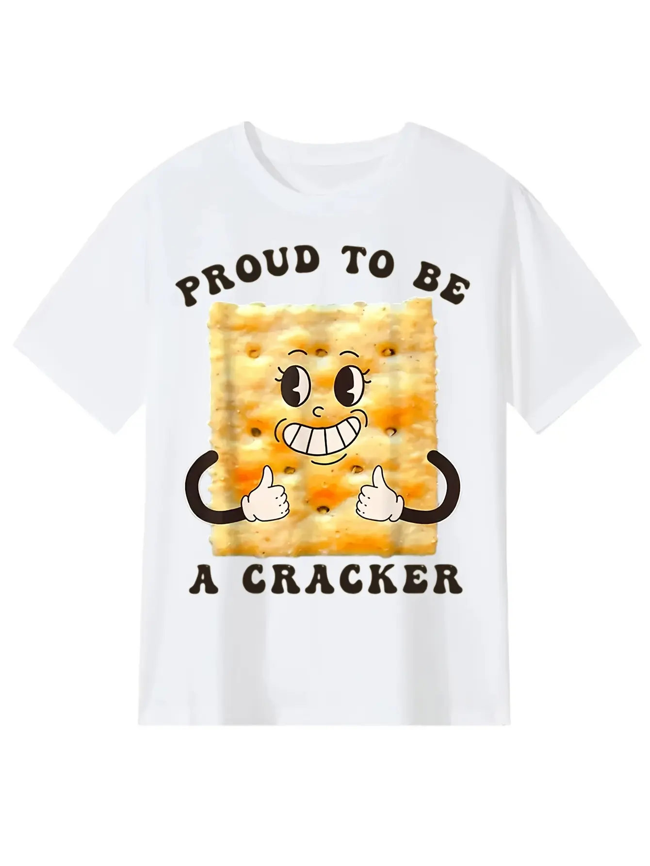 Proud to Be a Cracker Funny Snack Themed Apparel T-Shirt, Men'S And Women'S Four Seasons Casual Round Neck Outdoor Personality Short-Sleeved T-Shirt, Slightly Elastic, , S-XXXL