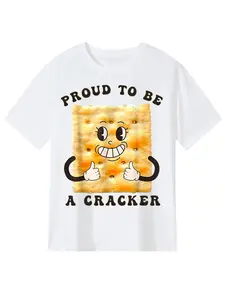 Proud to Be a Cracker Funny Snack Themed Apparel T-Shirt, Men'S And Women'S Four Seasons Casual Round Neck Outdoor Personality Short-Sleeved T-Shirt, Slightly Elastic, 100%, S-XXXL
