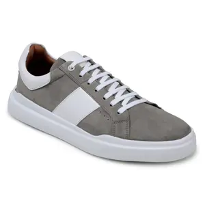 Belvedere Olivier Pewter & White Suede Leather Sneakers