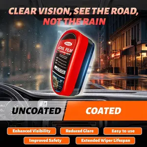 Car Windshield Glass Oil Film Remover, Car care products, Multi-Purpose Glass Cleaning Brush, Remove Grease & Stubborn Oil Stains, Improve Driving Visibility on Rainy Foggy Days, Portable Auto Glass Cleaner for Car Window Household Cleaning