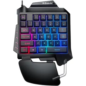 One Handed Gaming Keyboard 35 Keys One Handed Keyboard Slim USB Half Keyboards Gaming Keypad Mechanical Keyboards Small Mini RGB Backlight Key Board,With a Mouse Included.