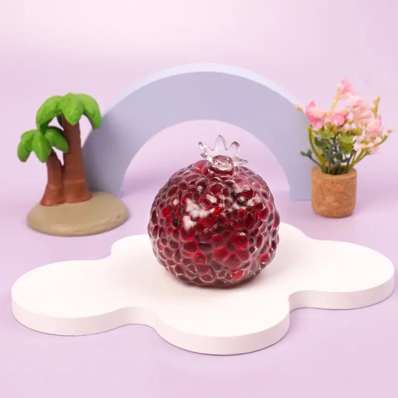 Handmade Pomegranate Crunchy Stress Ball,Soft Stretchy ASMR Fidget Toy,Moldable Vacuum Sealed Stress Balls,for Stress & Anxiety Relief,Aesthetic Desk Toy
