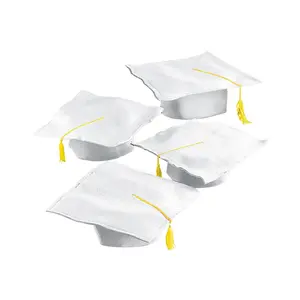Bulk Kids White Felt Elementary School Graduation Caps with Tassel for 36