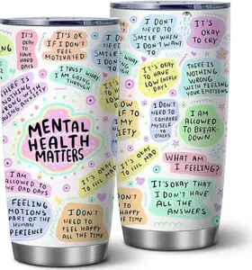 My Mental Breakdown Cup,Positive Daily Affirmations Cup,Mental Health Awareness,Inspirational, Motivational Gifts for Women, Insulated Stainless Steel Double Wall Vacuum Tumblers with Lid 20OZ