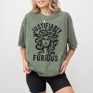 Vintage Justifiably Furious Comfort Colors Shirt, Retro Women Rage Graphic Tee, Feminist Unhinged Tees, Women Empowerment T-shirt, Women Outfits