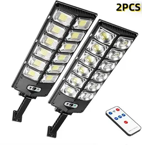 2 PCS / 1 PCS solar outdoor lamp, motion sensor lamp, column lamp, 504 LED, three lighting modes, outdoor wall lamp, suitable for courtyards, streets, gardens, parking lots