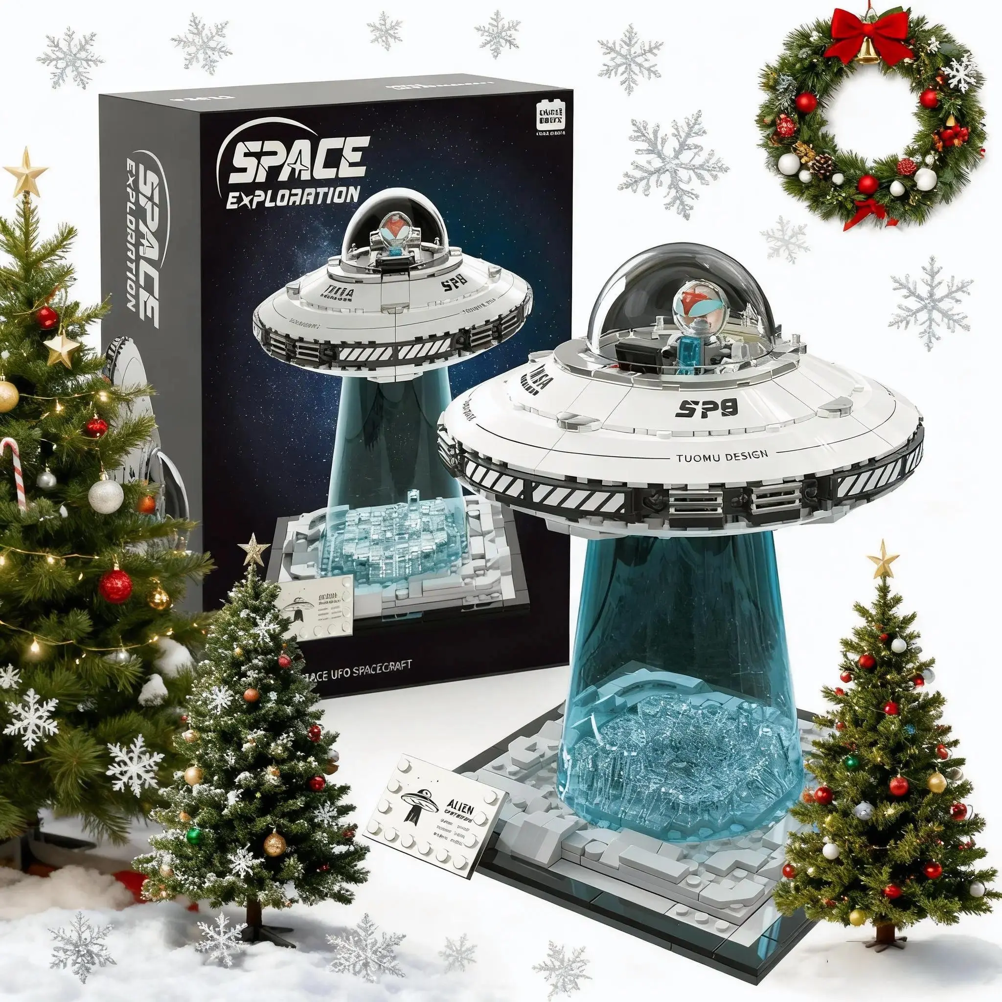 Magnetic Educational Building Block Set - Magnetic Construction Set, Space Exploration Themed, Dual LED Lights, Transparent Base, Synthetic Materials, Montessori Collectible Model, Alien Head, Ages 8+, Ideal Space Themed Birthday Gift