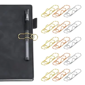 15 PCS Pen Holder for Notebook, Metal Pen Clips, Paper Clip Pen Holders for Journal, Planner, Paperclip Pencil Holder, Office School Supplies, Gold/Silver/Rose Gold