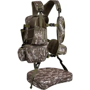 Turkey Hunting Vest with Seat - Lightweight Adjustable Turkey Vest for Men & Women, Camo Hunting Gear with Game Bag, Padded Seat, Multiple Pockets, Silent Hunting Vest Accessories